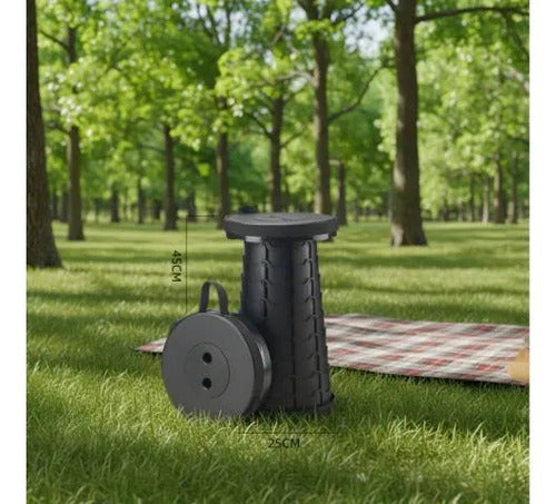 Taburete Banco Telescopico Portatil Ajustable Plegable 120kg Negro