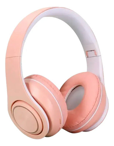 Auricular Bluetooth Usb Tf Plegable Vincha Ajustable 3.5 Hd Rosa