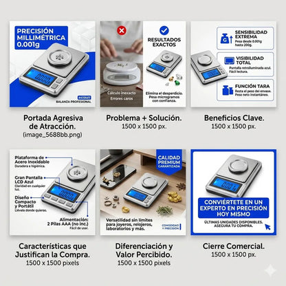 Balanza Mini Digital Joyeria Precision Tara Cocina Pantalla Blanco 200 G