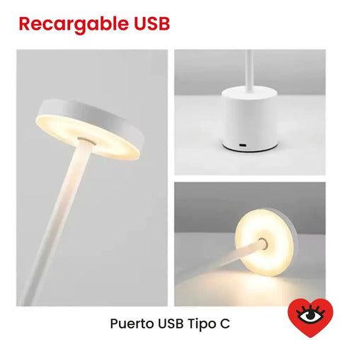 Lampara Luz Gold Led Velador Usb Touch Recargable Tactil Angosta Dorada Veoquiero Dorado Blanco