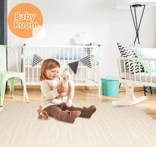 Alfombra Goma Eva Encastrable Simil Madera 12 Unidades 60x60