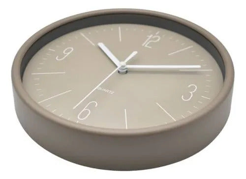 Reloj De Pared Redondo Analógico 19cm Moderno Decorativo Beige