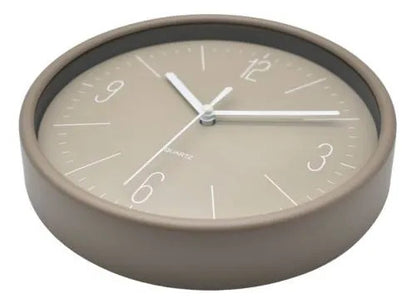 Reloj De Pared Redondo Analógico 19cm Moderno Decorativo Beige