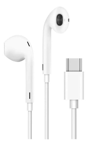 Auriculares Tipo C Android Micrófono Manos Libres Audio Hd Blanco