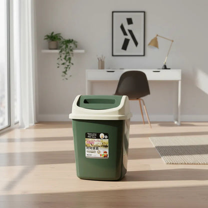 Papelera Plástica Cesto Residuos Basurero Tapa Vaivén 12l Verde