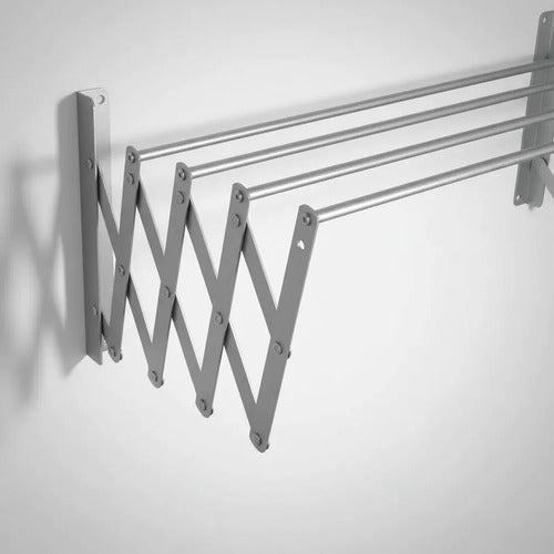Tendedero Pared Plegable Extensible 5 Varilla Aluminio 80x80 Gris
