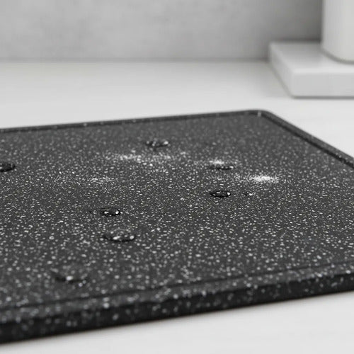 Tabla Picar Plastica Reforzada Antiderrame Cocina 40x30cm Granito Negro