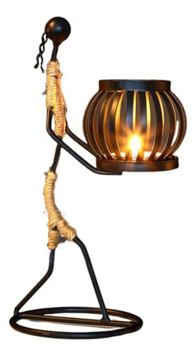 Adorno Portavelas Decorativo Para Centros De Mesa Negro