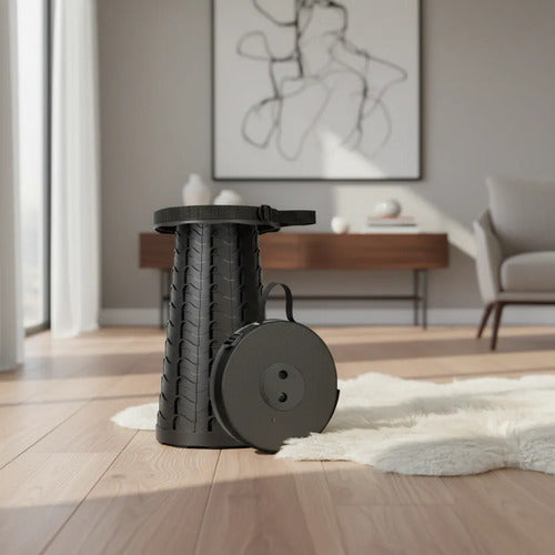 Taburete Banco Telescopico Portatil Ajustable Plegable 120kg Negro