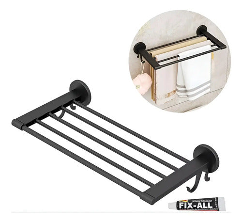 Toallero Colgante Para Baño 48x24cm Negro Y Blanco