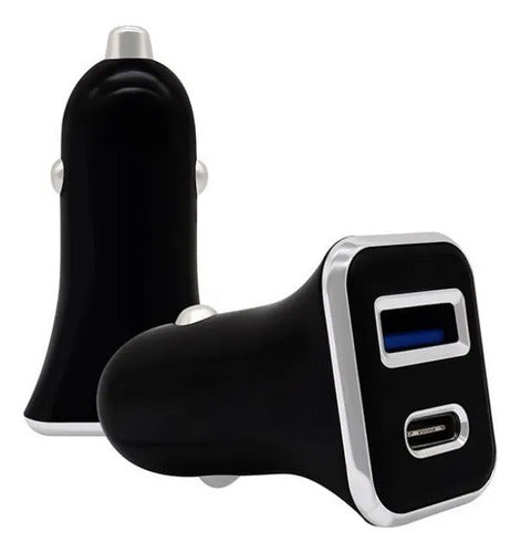 Cargador Vehicular Auto Usb Tipo C Carga Rapida Camion 20w Negro
