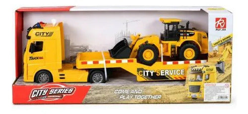 Camión Transportador 55cm Luces Sonido Construcción Camión Amarillo