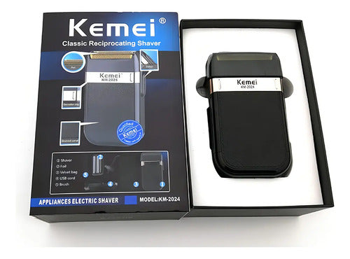 Afeitadora Kemei 2024 De Láminas Inalámbrica Para Rostro Y Cuerpo Negro