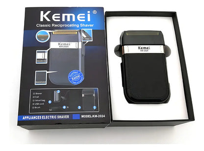 Afeitadora Kemei 2024 De Láminas Inalámbrica Para Rostro Y Cuerpo Negro