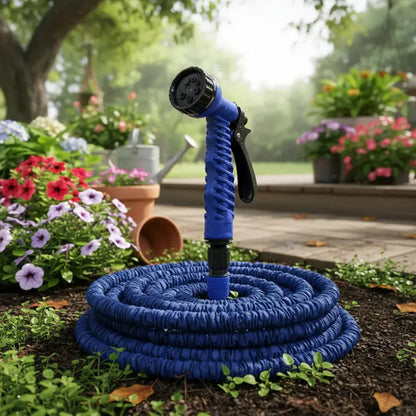 Manguera Retractil Expandible Jardin Regar 30m Con Puntero Azul/verde