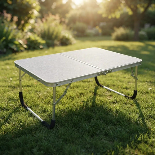 Mesa Plegable Portátil Aluminio 60x40x26cm Camping Blanco