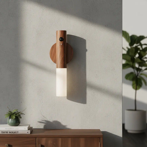 Lampara Pared Recargable Sensor De Movimiento Luz Calida Usb Marrón