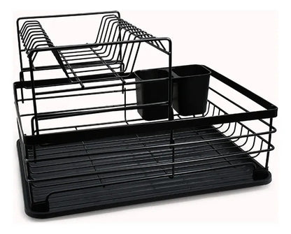 Seca Platos Escurridor De Vajilla Dos Niveles Cubiertos Negro