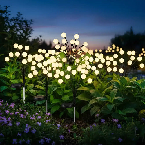 Set X2 Luces Solares Led Jardin Estaca Lampara Exterior Foco