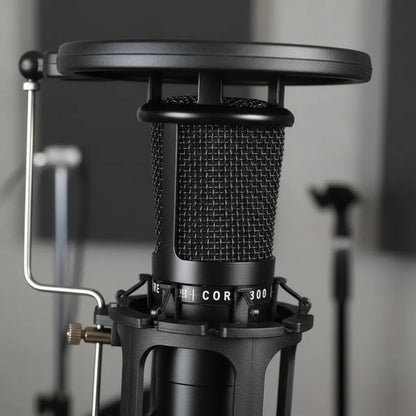 Microfono Estudio Pc Filtro Antipop Tripode Streaming Voz Negro