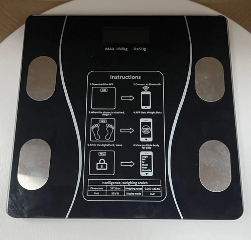 Balanza Corporal Baño Digital De Vidrio Con App Negro