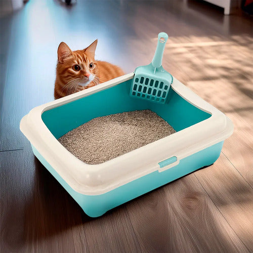 Arenero Para Gato Rectangular Bandeja Sanitaria Con Pala Blanco