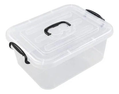 Caja Organizadora Plástica Transparente Tapa Asa 11l Juguete Blanco