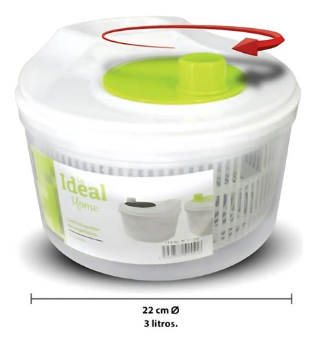 Escurridor Centrifugador Lechuga Vegetales Verduras Manual Blanco
