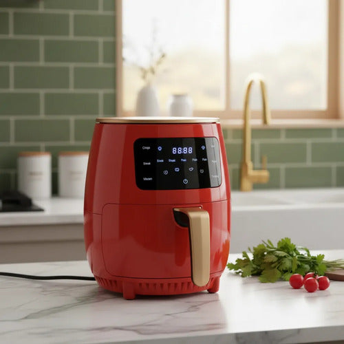 Maquina Freidora Aire Electrica 6lt 2400w Digital Cocina Rojo