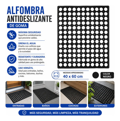 Tapete Alfombra Goma Antideslizante Rectangular Calada 60cm 60 Cm 40 Cm Aleatorio