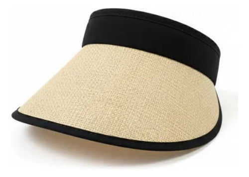 Visera Sombrero Playa Mujer Verano Ala Ancha Ajustable 15cm Beige Natural / Paja Único (standard Para Adulto)