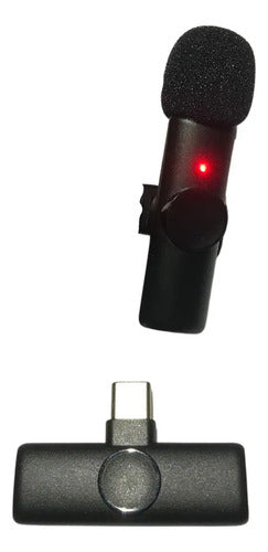 Micrófono Solapero Inalámbrico Tipo C Laptop Pc K11 2023 Color Negro