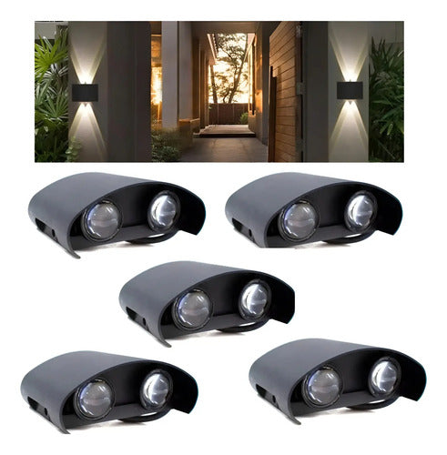 Set X5 Aplique Pared Bidireccional Lampara Exterior 2 Luces