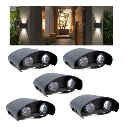 Set X5 Aplique Pared Bidireccional Lampara Exterior 2 Luces