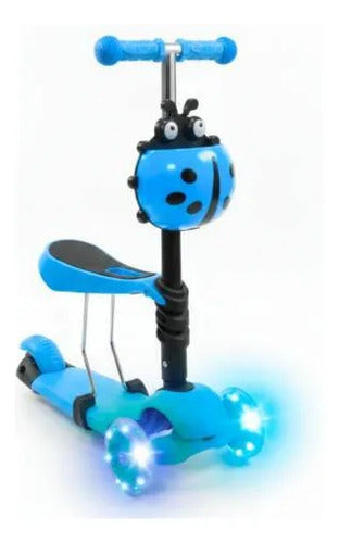 Scooter Tripatín Infantil 2 En 1 Asiento Luces Desmontable Celeste