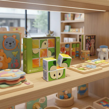 Bloques Cubos Magnéticos Frutas 4 Piezas Cubos Didácticos 4 Sin Personaje