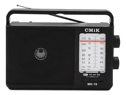 Radio Portátil Am Fm Sw 3 Bandas Eléctrica C/salida 3.5 Negro