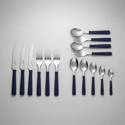 Juego De Cubiertos Acero Inoxidable 24 Piezas Mango Plástico Azul
