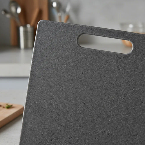 Tabla Picar Plástica Reforzada Cocina Antimanchas 34x25cm Granito Gris