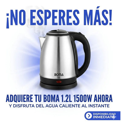 Pava Electrica 1.2l 1500w Acero Inoxidable Jarra Filtro Mate Plateado