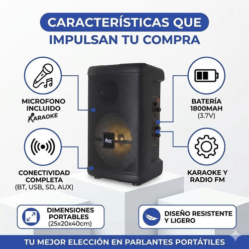 Parlante Inalambrico Bluetooth Ios Android Microfono 15 W Negro