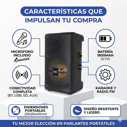 Parlante Inalambrico Bluetooth Ios Android Microfono 15 W Negro