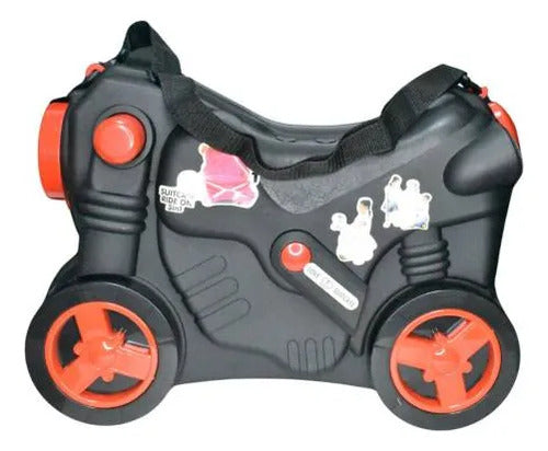 Andador Valija Infantil Moto Ruedas Correa Ajustable Viaje Negro