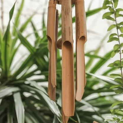 Adorno Llamador Viento Colgante Bambu Sonoro Jardin 85cm Marrón