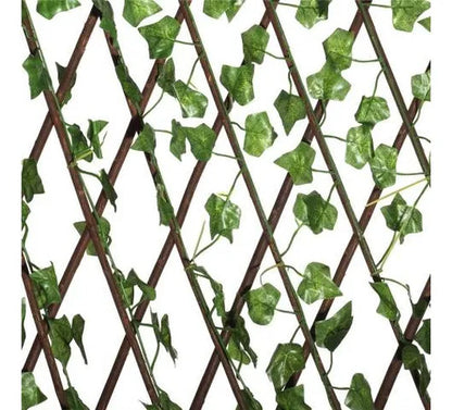 Cerco Enrejado Extensible Hojas Artificiales Madera Natural Verde