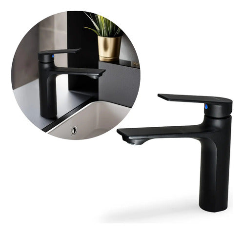 Canilla Negra Para Lavatorio Baño Monocomando Mezcladora
