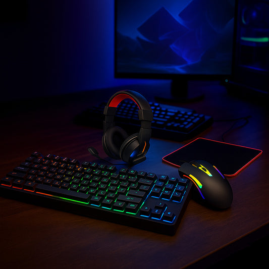 Combo Teclado Mouse Auricular Y Mousepad Con Cable  Gamer