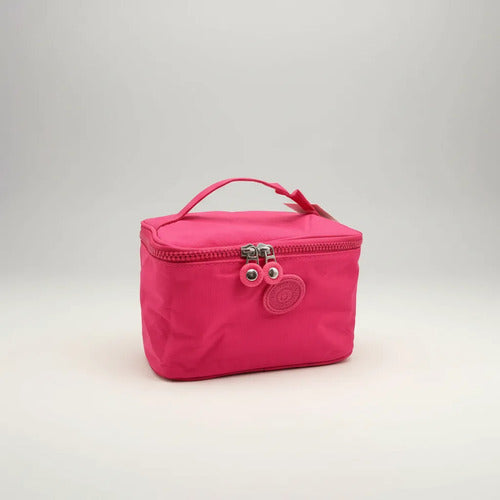 Neceser Organizador Doble Cierre Maquillaje Separador 21cm Fucsia
