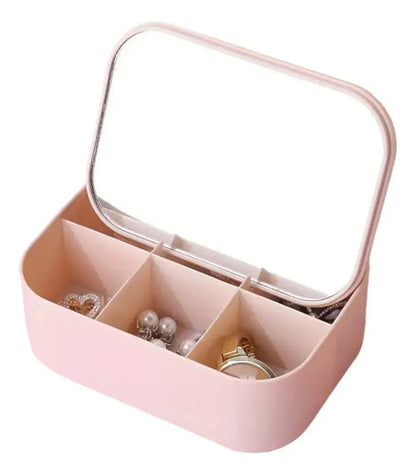 Caja Organizador Cosmeticos Maquillaje Accesorios Con Espejo Varios