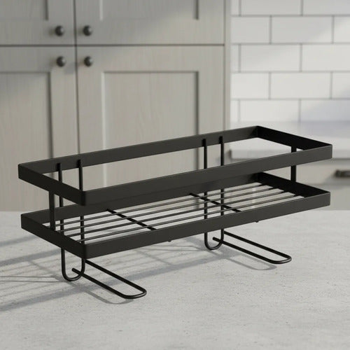 Estante Repisa Organizadora Metal Ganchos Adhesivos 32x15x17 Negro